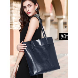 真皮女包2024新款時尚手提牛皮單肩包大包包簡約托特水桶包復古竪