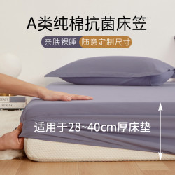 a類抗菌全棉加高床笠單件美國kingQueen厚墊蓆夢思床罩純棉床墊套