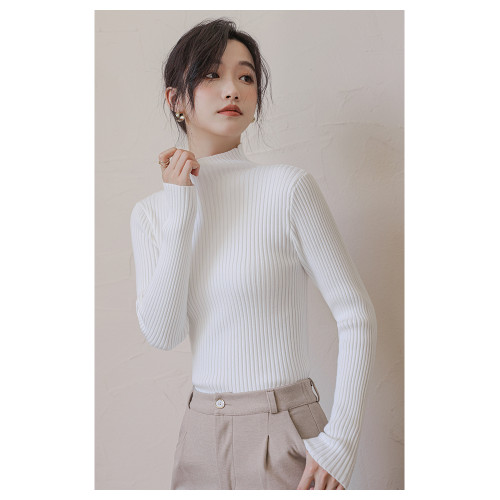 半高領針織衫女2025秋冬緊身內搭加厚黑色毛衣長袖套頭打底衫上衣