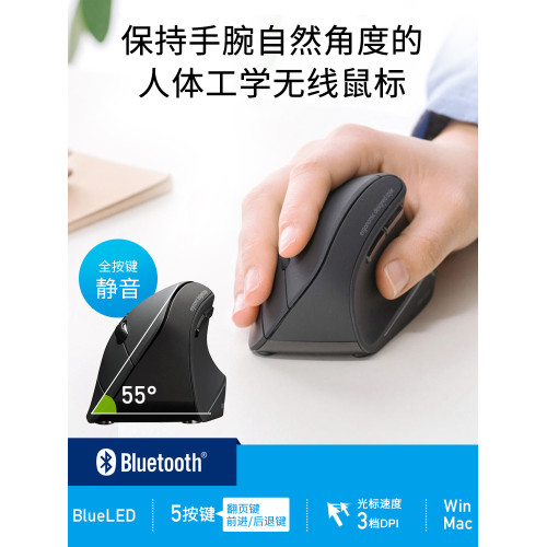 日本SANWA無線滑鼠藍牙3模人體工學電腦垂直竪握充電靜音大尺寸
