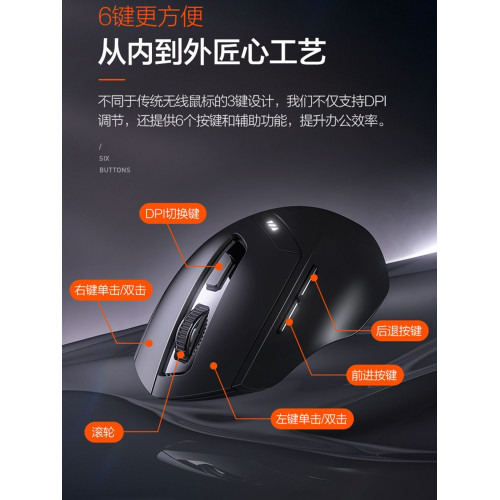 英菲克DR01無線滑鼠DR6藍牙三模充電靜音電量顯示燈 辦公遊戯通用