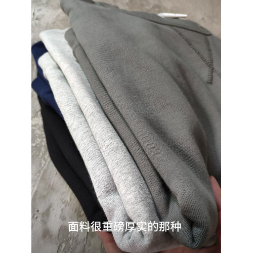 重磅純棉美式復古日系圓領套頭衛衣秋季休閒寬松黑灰色男女打底衫