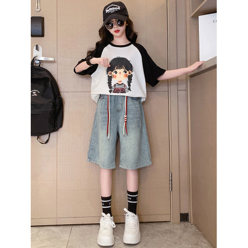女大童夏季網紅套裝2025新款中學生少女短褲短袖初中生女生夏裝潮
