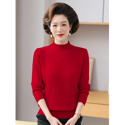 媽媽款羊毛衣中年女士春秋內搭配外套穿上衣服中老年人秋裝打底衫
