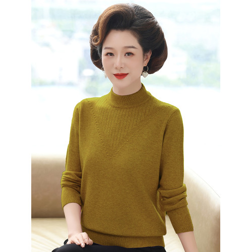 媽媽款羊毛衣中年女士春秋內搭配外套穿上衣服中老年人秋裝打底衫