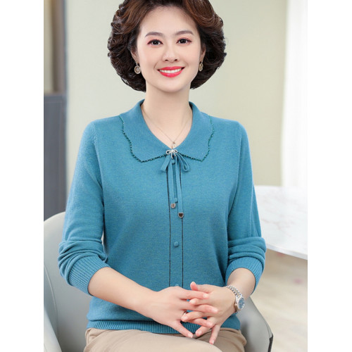 春秋款女羊毛衫上衣服喜慶婆媽結婚宴禮服穿紅色打底衫長袖中年輕