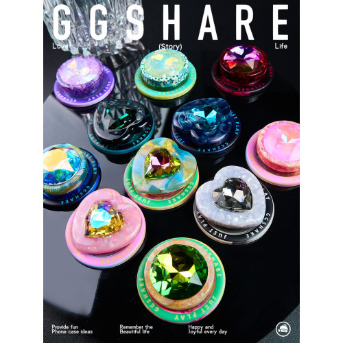 GGSHARE愛心寶石高級感手機支架2024新款桌面磁吸手機氣囊支架女