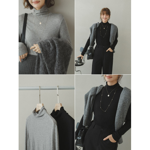 蘋果的生活家│搭配能手 Q彈軟糯薄款修身高領天絲羊毛混紡打底衫