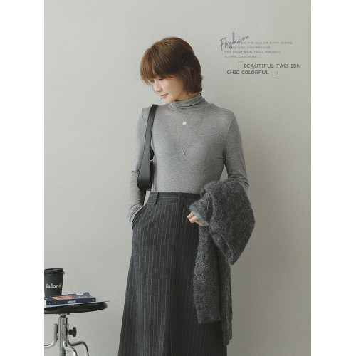 蘋果的生活家│搭配能手 Q彈軟糯薄款修身高領天絲羊毛混紡打底衫