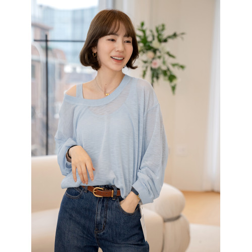 【甜果冰沙】法兒家 春夏薄款針織打底衫女2025設計感新款兩件套 【甜果冰沙】法兒家 春夏薄款針織打底衫女2025設計感新款兩件套