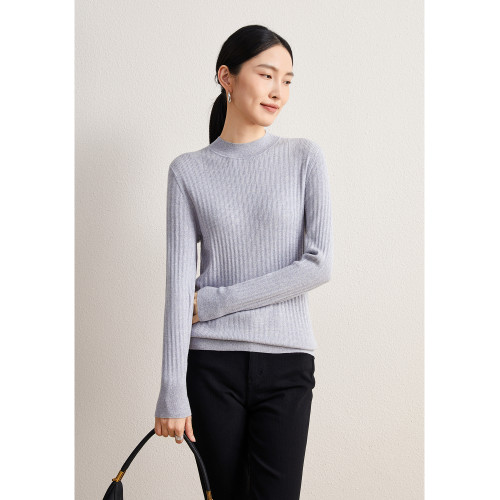 暢點徐ChangDX 悅已的氣質 細膩薄軟 精紡小羊毛金絲圓領打底衫