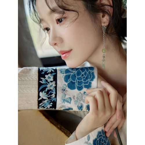 花製作 唸遠叁 原創國風刺綉打底衫女新中式民族風休閒針織上衣