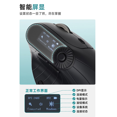 日本SANWA無線滑鼠藍牙人體工學垂直智能電腦滑鼠可充電屏顯三模