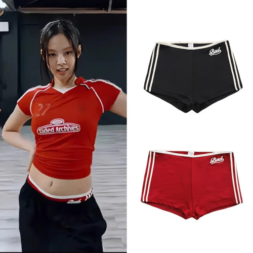 韓國badblood休閒褲運動女jennie同款短褲美式辣妹緊身短款熱褲