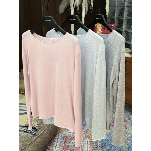 【唐悠悠mgdm】超細羊毛卷邊圓領長袖基礎針織打底衫上衣YSA24405