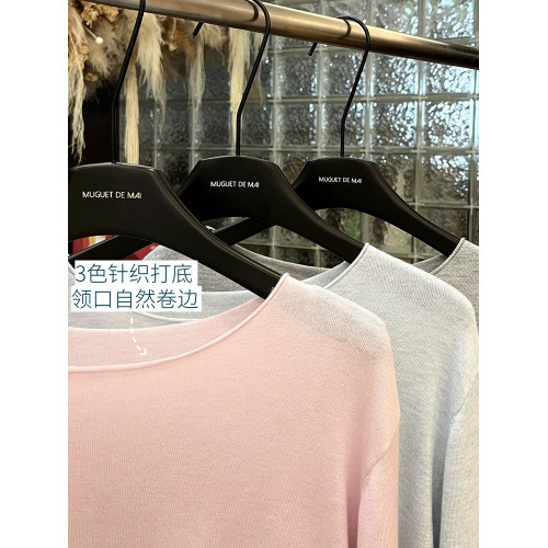 【唐悠悠mgdm】超細羊毛卷邊圓領長袖基礎針織打底衫上衣YSA24405