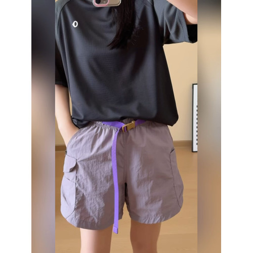 2025夏季新款戶外速乾休閒運動寬松顯瘦百搭濶腿褲女素然短褲