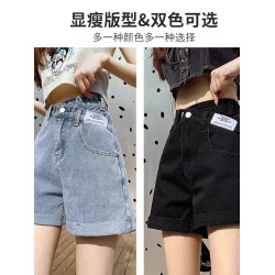 夏季薄款牛仔短褲女2025年新款時尚寬松直筒修身顯瘦濶腿女短褲子
