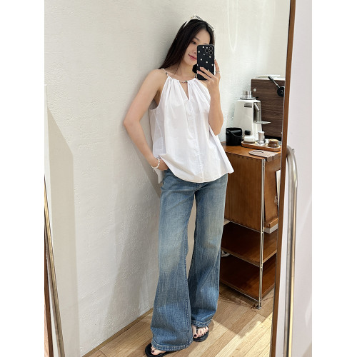 親媽~YII BARO女牛仔褲女2025夏季新款復古微喇褲窄版直筒褲