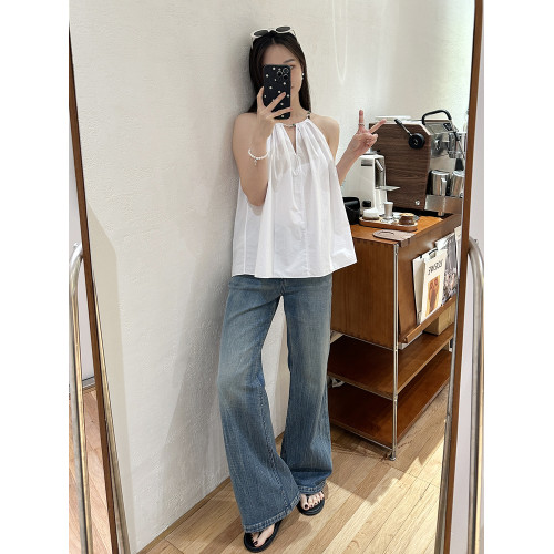 親媽~YII BARO女牛仔褲女2025夏季新款復古微喇褲窄版直筒褲