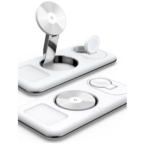 磁吸無線充電器多功能三合一手機支架15w快充適用於iphone16promax手機iWatch手錶AirPods手錶