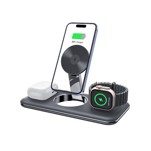 磁吸無線充電器多功能三合一手機支架15w快充適用於iphone16promax手機iWatch手錶AirPods手錶