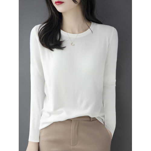 法式高級圓領黑色五分袖針織衫T恤女夏季新款寬鬆中袖冰絲上衣薄