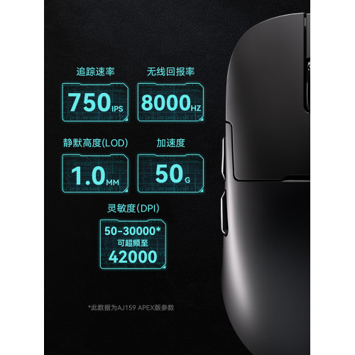 黑爵aj159apex電競遊戯滑鼠PAW3950無線8K輕量化三模中小手帶座充