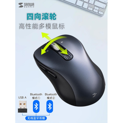 日本SANWA無線滑鼠藍牙充電靜音3模人體工學4向滾輪疾速電腦通用