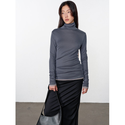 RandomPiece24新品澳洲美麗諾羊毛 定染色彩斜擺/高領/圓領打底衫