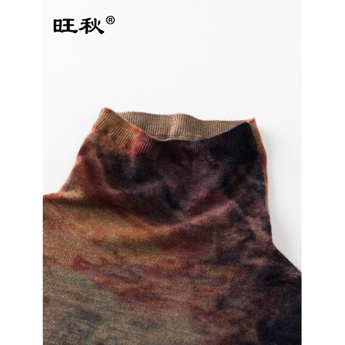 高檔薄款水溶羊毛衫女春秋套頭長袖精紡打底衫氣質媽媽裝印花毛衣