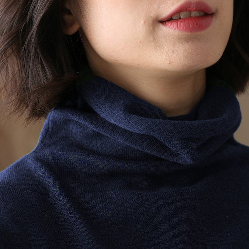 不起球 純棉針織衫女高領原創文藝寬松休閒打底衫堆堆領毛衣