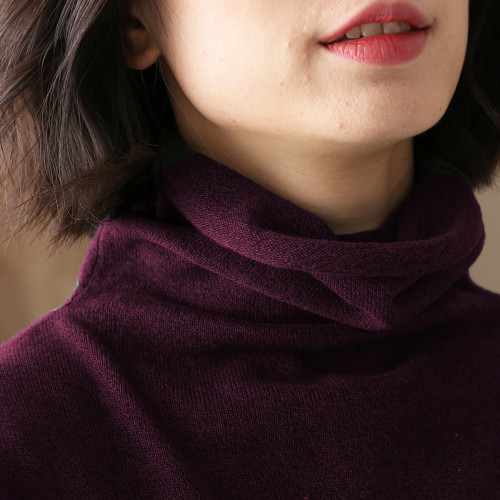 不起球 純棉針織衫女高領原創文藝寬松休閒打底衫堆堆領毛衣