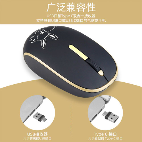 無線滑鼠女生可愛卡通靜音無聲適用於蘋果mac筆記型電腦桌上型TYPEC