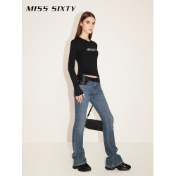Miss Sixty羊毛針織衫女圓領字母簡約休閒百搭修身顯瘦打底衫上衣