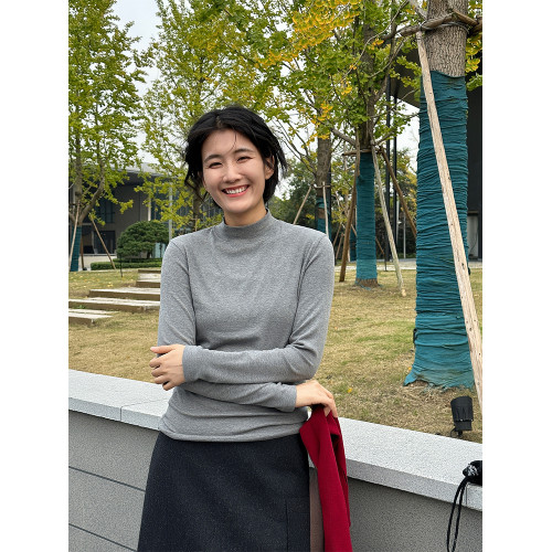周浪清山羊絨半高領內搭打底衫女款2025新款秋裝修身顯瘦長袖上衣