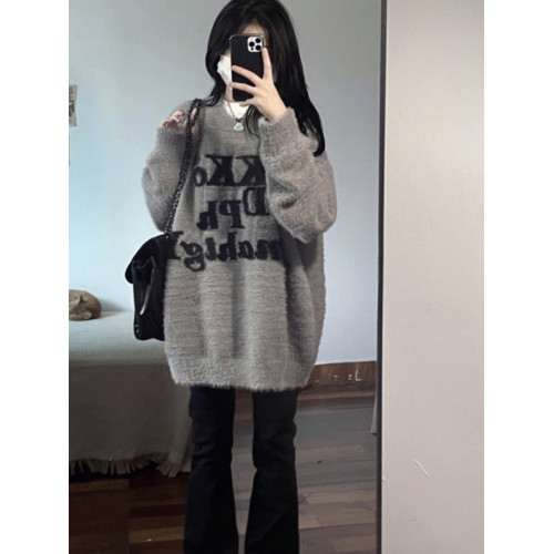 仿水貂絨毛衣女秋冬高中初中學生大童15嵗13女孩12加絨加厚打底衫
