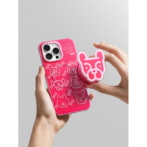 Tastecase粉色狗狗磁吸手機殼適用蘋果iPhone16ProMax/15/14磁吸手機支架新款原創可愛小狗高級感防摔保護殼