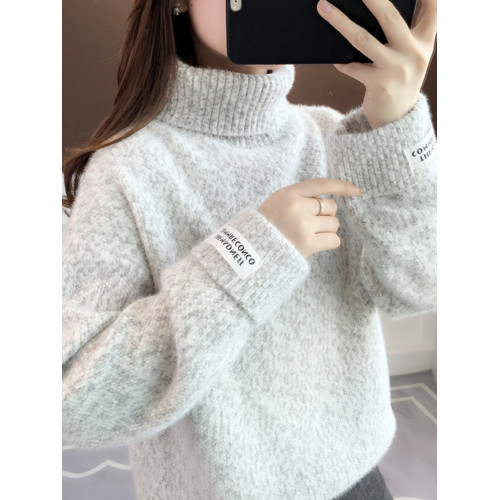 雪尼爾高領毛衣女秋冬季寬松高中初中學生大童女孩加絨加厚打底衫