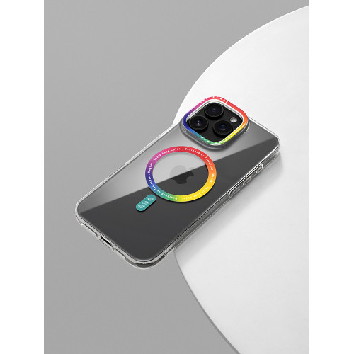 Tastecase彩虹透明磁吸手機殼適用蘋果iPhone16ProMax/15/14保護殼高級簡約原創彩色漸變防摔套磁吸手機支架