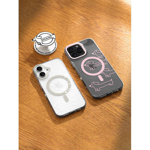 Tastecase臘腸狗透明磁吸手機殼適用於蘋果iPhone16ProMax/15Pro新款MagSafe防摔保護殼原創可愛磁吸手機支架