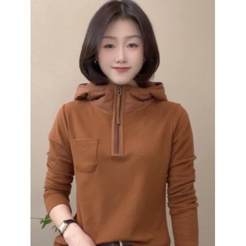 春季新款雙面絨保暖拼接連帽衛衣休閒百搭媽媽裝打底衫減齡上衣女 春季新款雙面絨保暖拼接連帽衛衣休閒百搭媽媽裝打底衫減齡上衣女