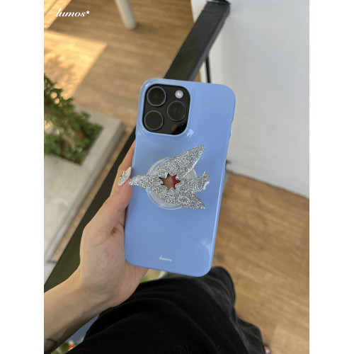 Lumos「finger指尖飛鳥」時髦單品!豹紋銀閃mirror磁吸手機殼支架