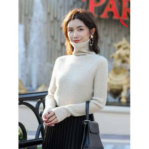 迪瑞羊100%純山羊絨衫無縫毛衣高領加厚打底衫修身羊絨衫女士