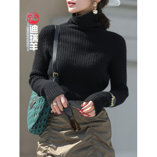 迪瑞羊100%純山羊絨衫無縫毛衣高領加厚打底衫修身羊絨衫女士