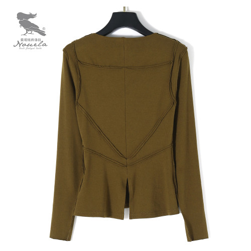 【安晴粉絲專享】洛拉自製設計師款小衆氣質收腰打底衫T1119 【安晴粉絲專享】洛拉自製設計師款小衆氣質收腰打底衫T1119