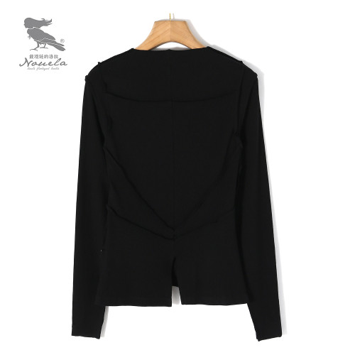 【安晴粉絲專享】洛拉自製設計師款小衆氣質收腰打底衫T1119 【安晴粉絲專享】洛拉自製設計師款小衆氣質收腰打底衫T1119