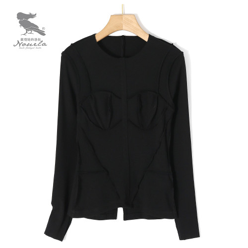 【安晴粉絲專享】洛拉自製設計師款小衆氣質收腰打底衫T1119 【安晴粉絲專享】洛拉自製設計師款小衆氣質收腰打底衫T1119