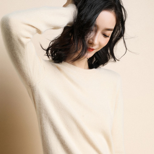 新款園領針織衫女套頭春秋毛衣大碼寬松打底衫百搭針織衫純色短款