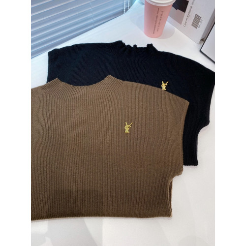 純色中領無袖針織衫女細羊毛修身彈力打底衫簡約純色西裝內搭新款